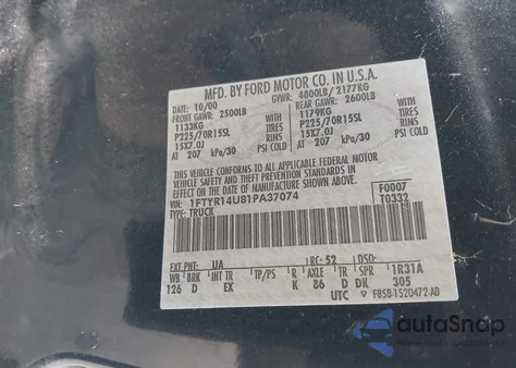 2001 Ford Ranger Edge/Xl/Xlt from USA, damaged, VIN 1FTYR14U81PA37074